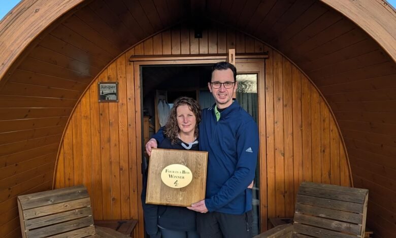 four in a bed glamping